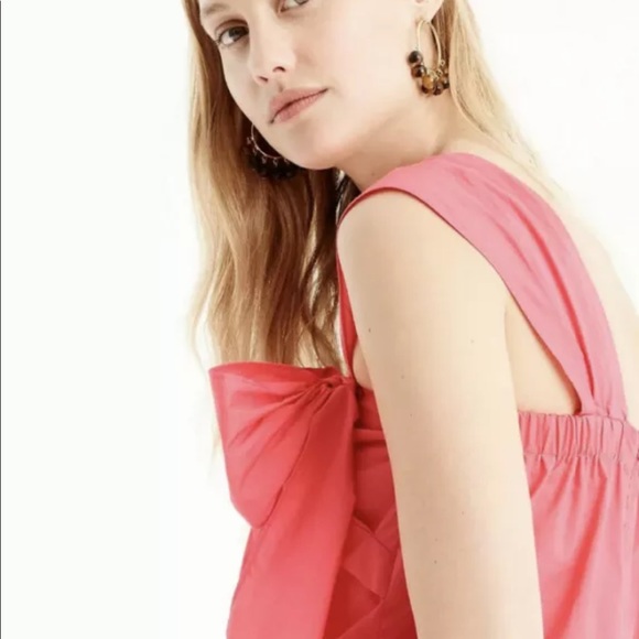 NWT J crew One-shoulder bow top wildflower pink 6 100% Cotton G7721 - Picture 3 of 10